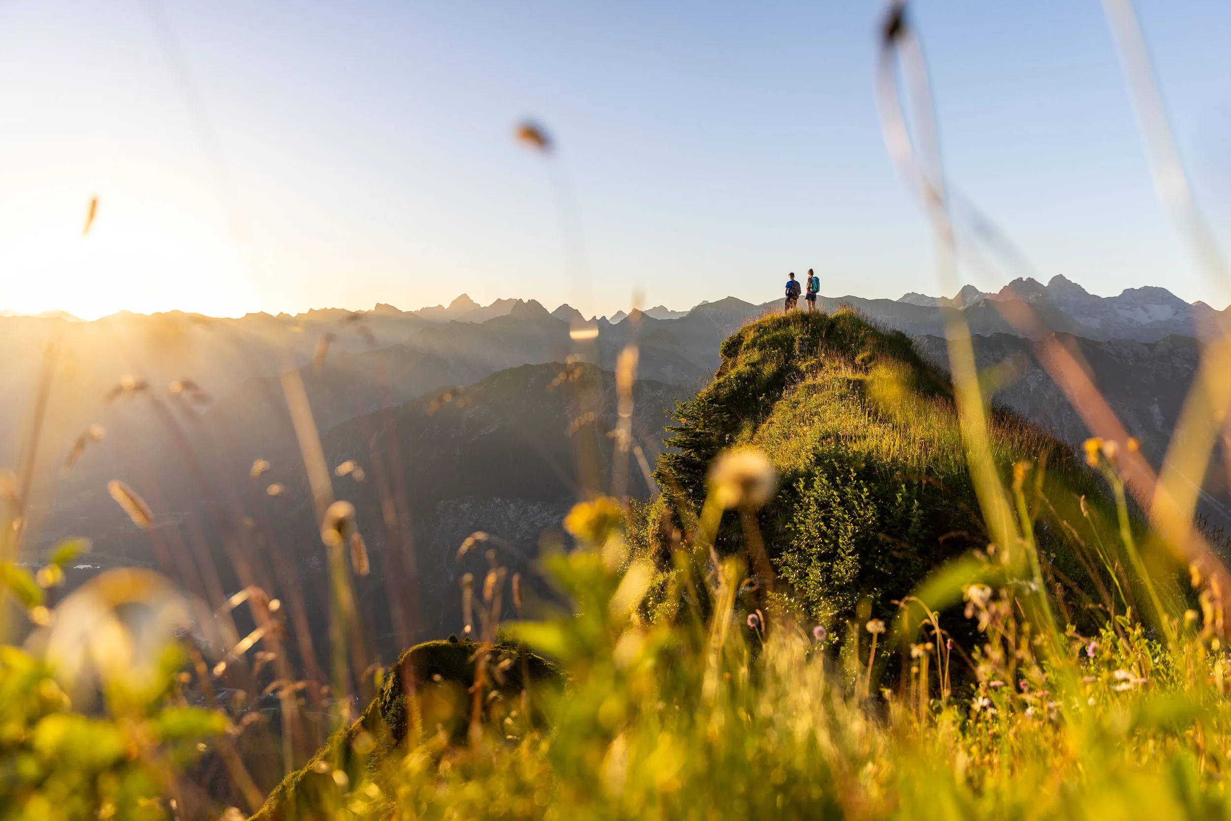 Sonnenaufgang in den Bergen am Fellhorn/Söllereck bei Oberstdorf.