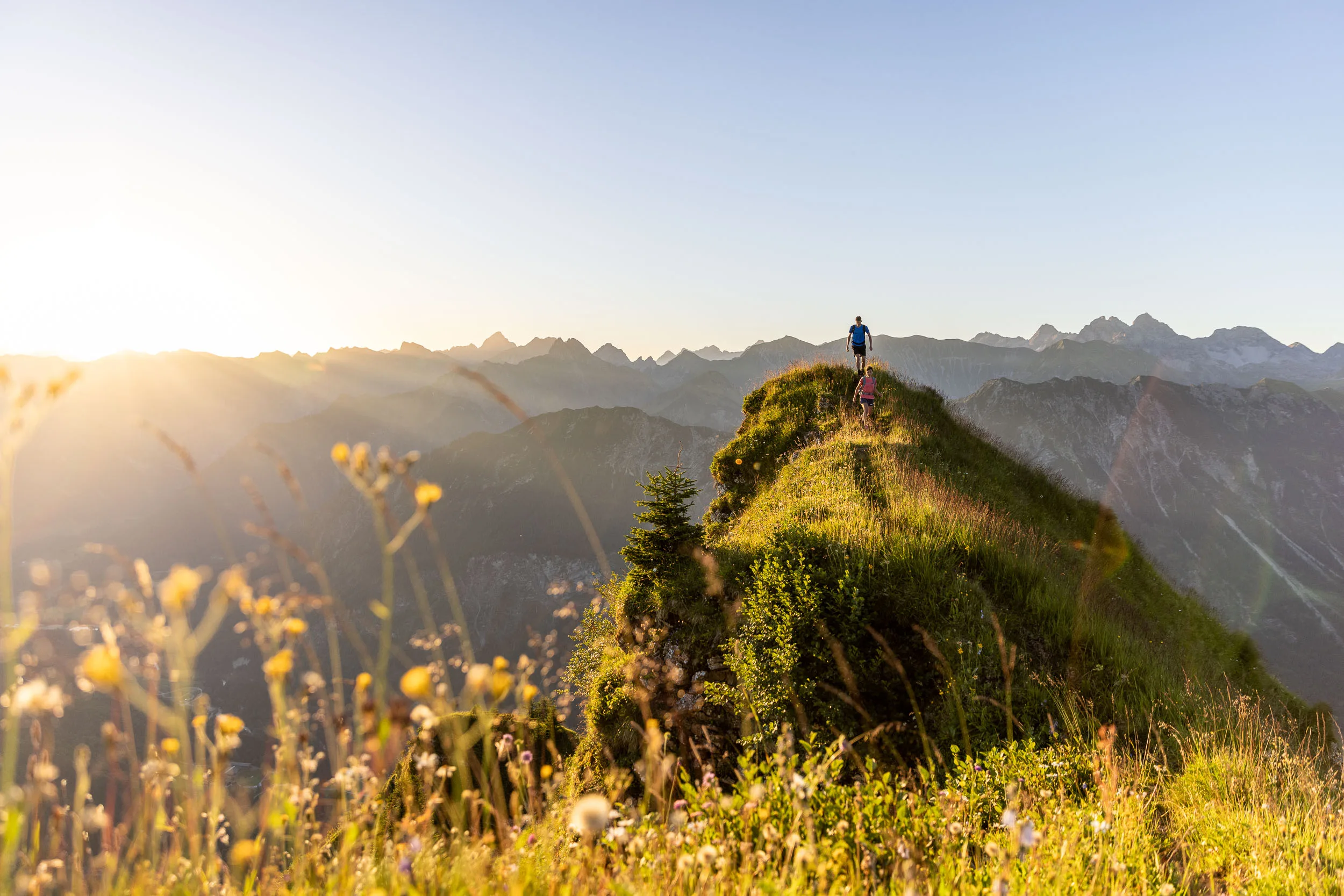 Sonnenaufgang in den Bergen am Fellhorn/Söllereck bei Oberstdorf.