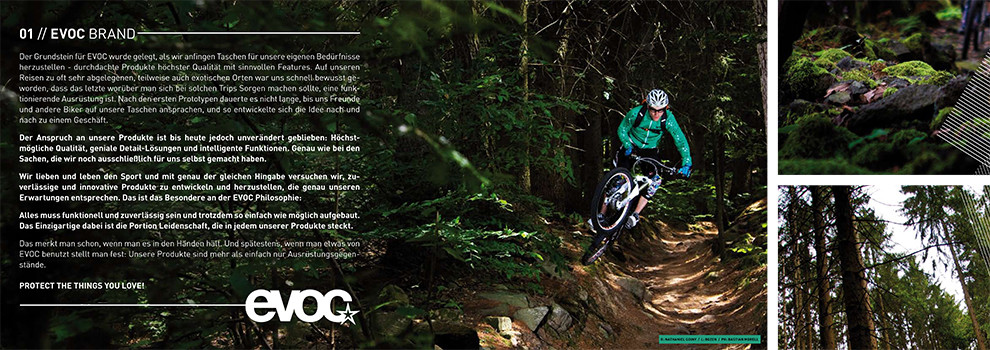 EVOC Markenstrecke — Mountainbiker auf Waldtrail, Foto: Bastian Morell